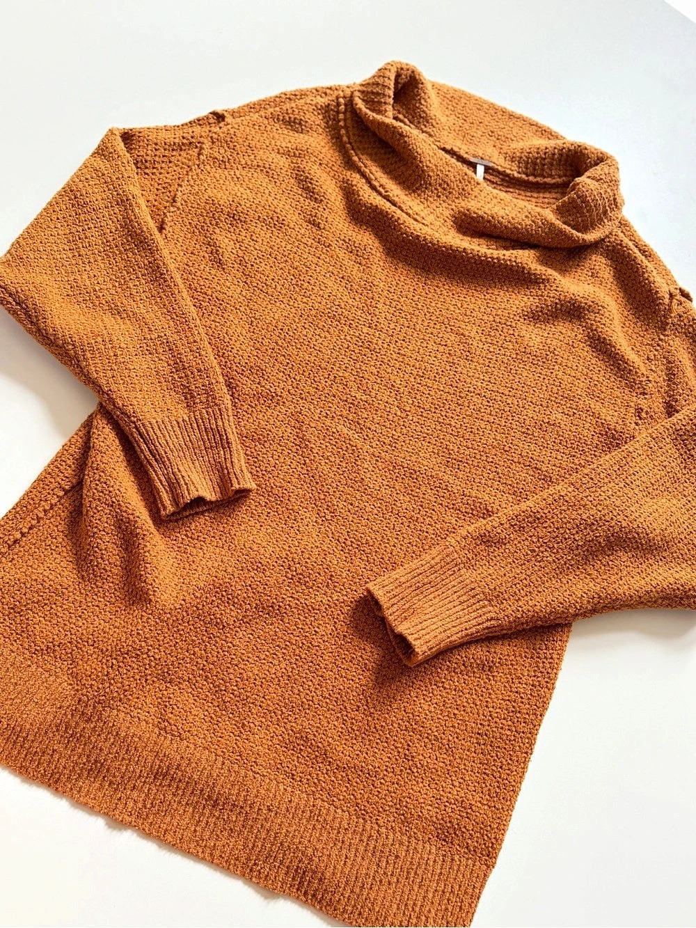 Free People Ottoman Slouchy Tunic Orange Cowl Neck Sweater